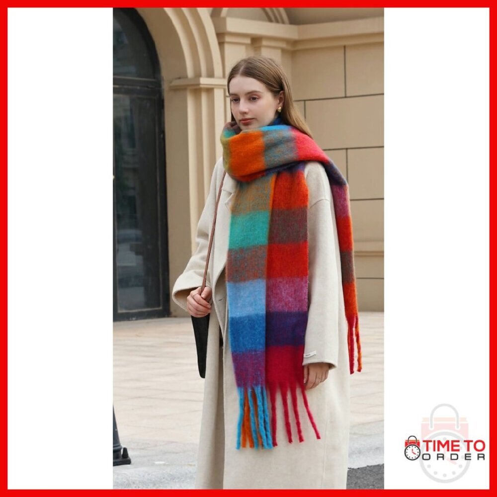 Extra Large Thick Winter Scarf Shawl Blanket Wrap Soft Warm Plaid - Picture 8 of 8